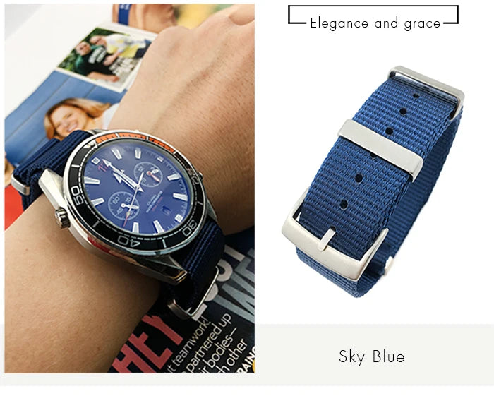 19mm 20mm 21mm 22mm Nylon Canvas Watchband Fit for Omega Seamaster 300 007 AQUA TERRA 150 Seiko Tissot Rolex Watch Strap