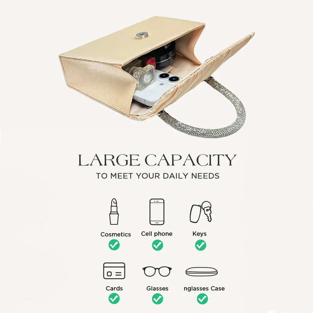Luxury Handbags Women Bags Designer Evening Bags 2025 Fashion Shoulder Bags Dinner Party Purse Metal Handle Pouch Sac