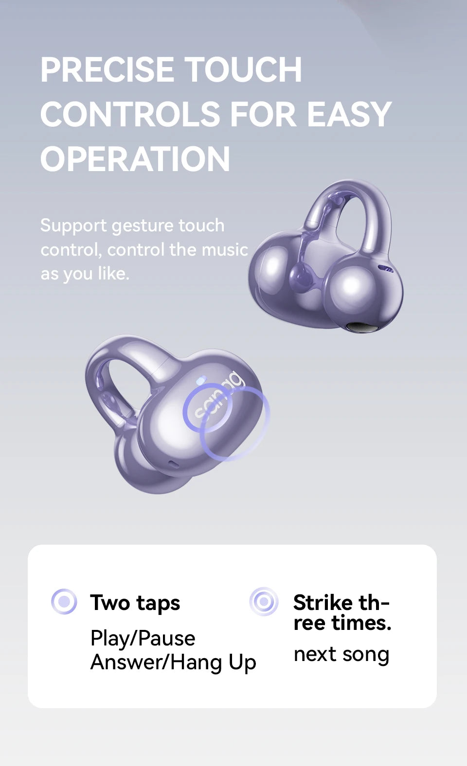 Sanag S6S Free Clip Open Ear Earphone Ear Clip 3D Stereo Sound Bluetooth 5.3 36H Playtime OWS Sport Headphones IPX4 Waterproof