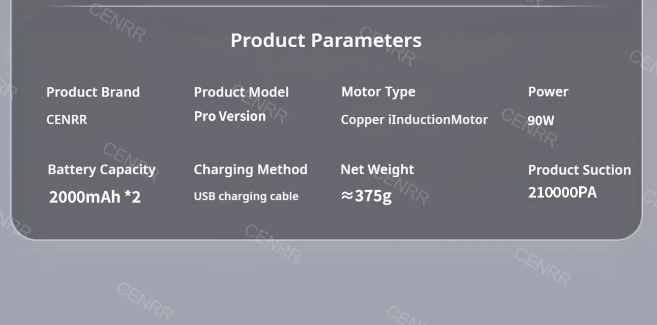 CENRR 210000PA Car Vacuum Cleaner High Suction Wireless Vacuum Cleaner Cordless Vacuum Cleaner for Car Cleaning Machine
