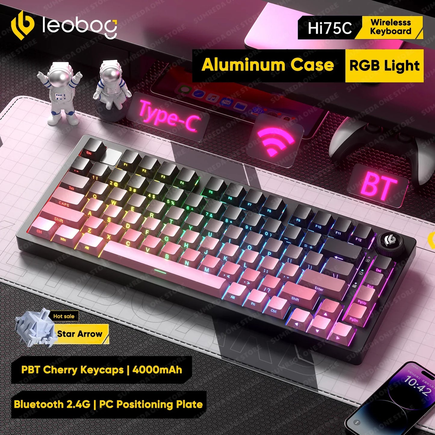Leobog Hi75C Hi75 Hi75C Pro Aluminum Wireless Custom Mechanical Keyboard Kit Gaming Bluetooth 2.4G Wired Hotswap Gamer Keyboard