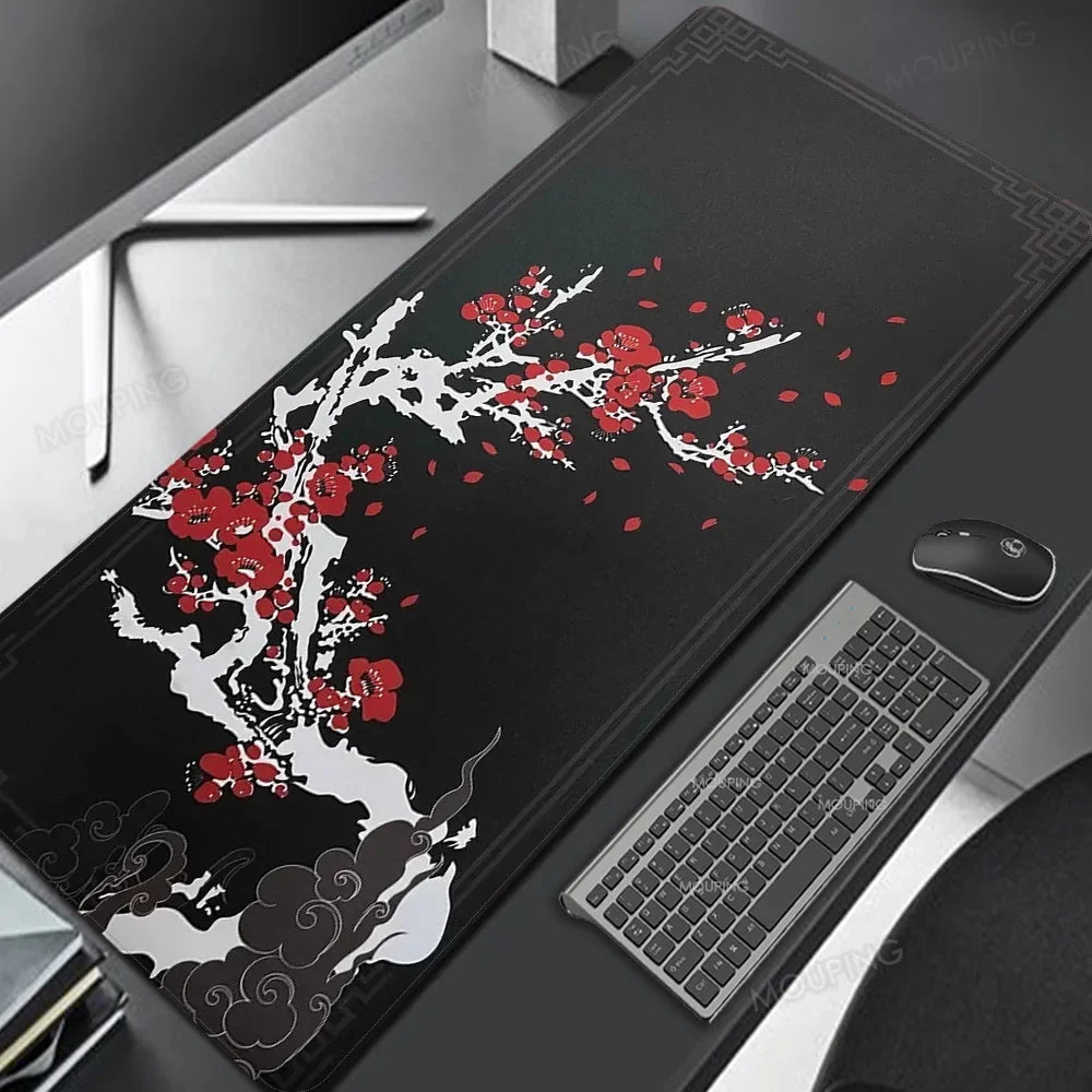 Japan Cherry Blossom Mouse Pad Gray Laptops Gaming Deskmat Sakura Mousepad Anime Office Carpet Gamer Keyboard Computer Desks