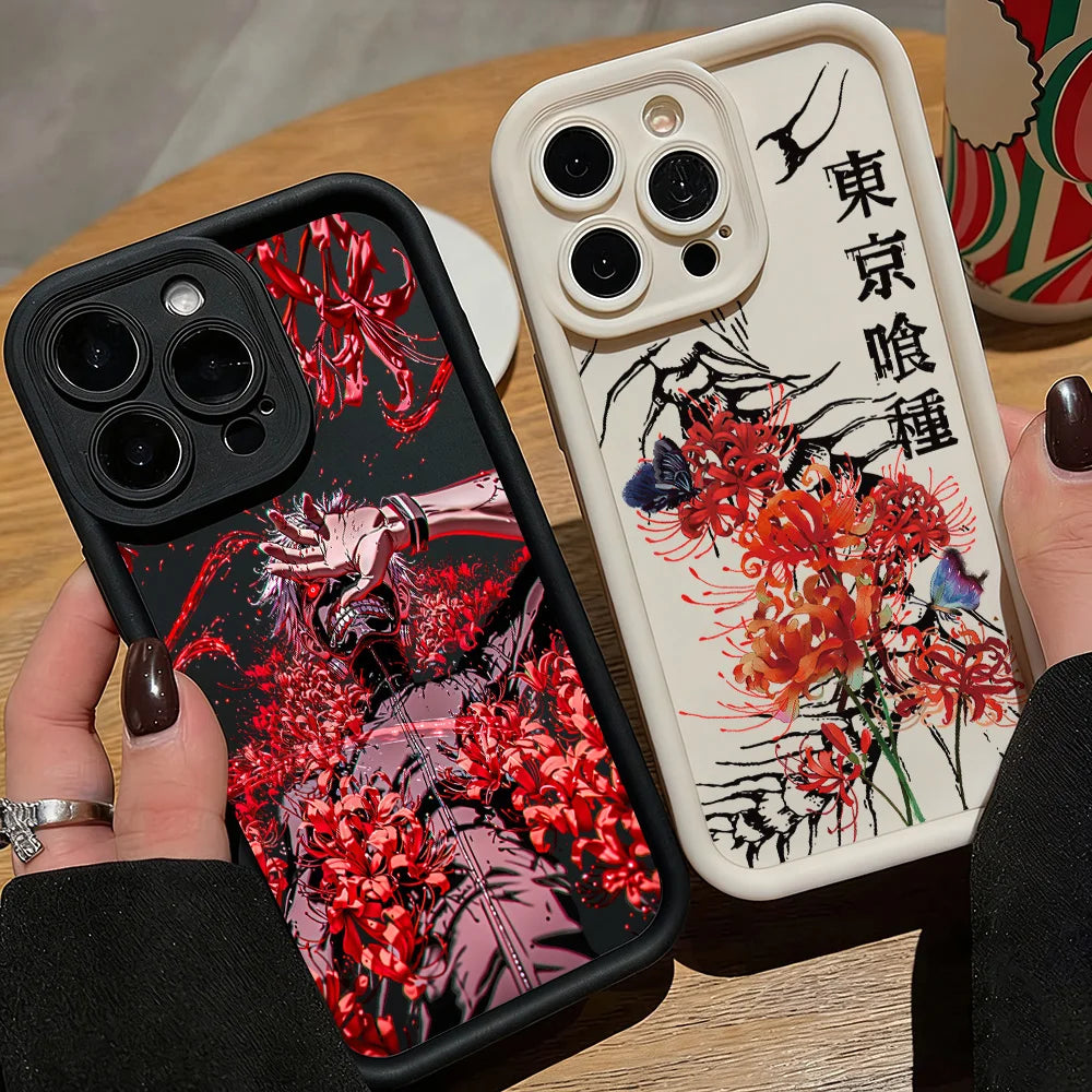 Anime Red Spider Lily T-Tokyo GhoulS Phone Case For IPhone 17 16e 16 15 14 13 12 11 Air Pro Max Mini XR Plus Soft TPU Back Cover