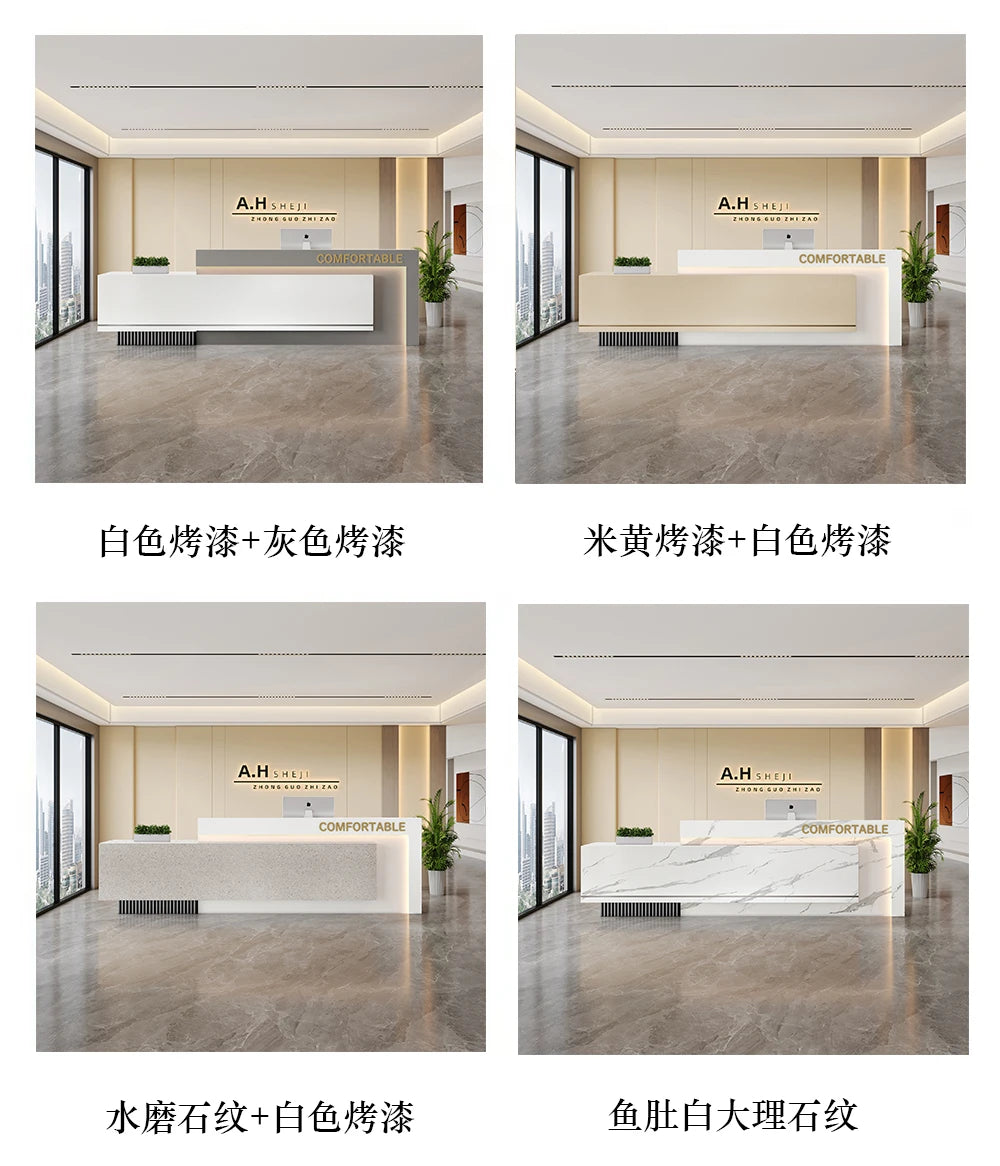 Luxury European Reception Desks Trendy Simple Unique Reception Desk Quality Elegant Comptoir Magasin Commercial Furniture