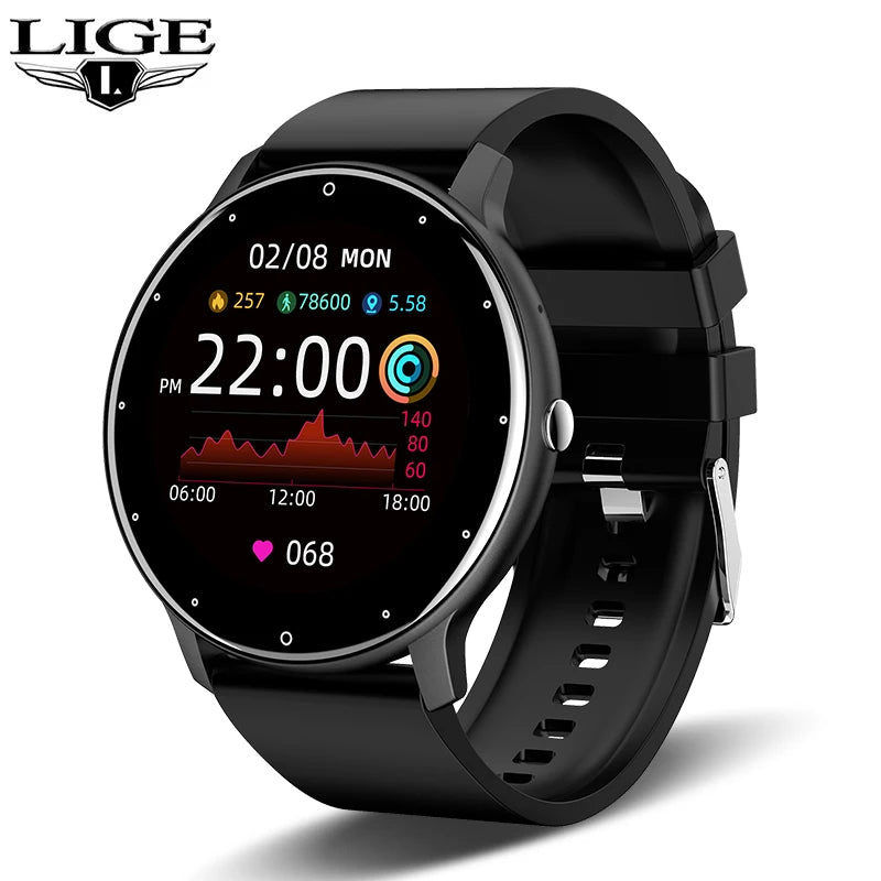 LIGE 2025 New IP68 Waterproof Sport Fitness Tracker Smart Watch Full Touch Screen Bluetooth Call Smartwatch for Men Women