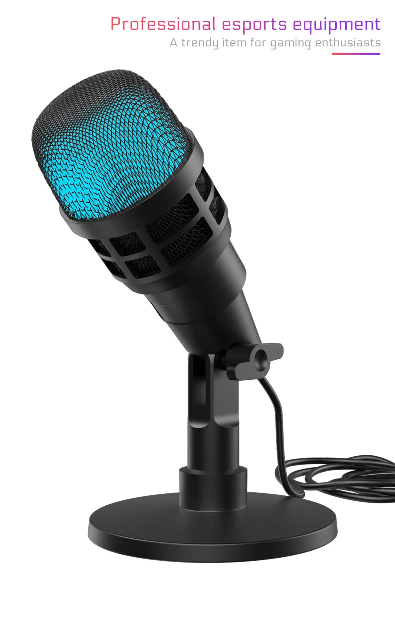 USB Condenser Microphone With RGB, Microphone For Podcasting, Laptop, Recording Streaming Games
