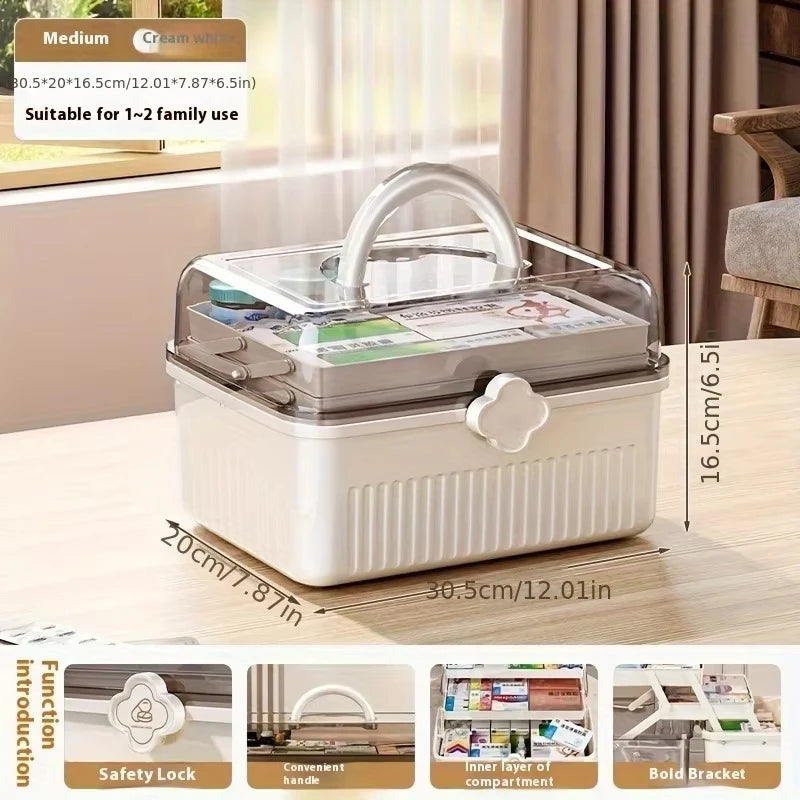 Smart Flip-Top Medicine Box - Visual Window Multi-Layer Pill Organizer with Handle