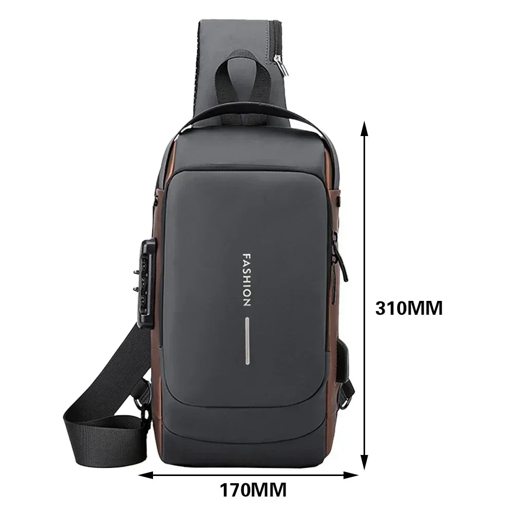 Multifunction Designer Anti-theft USB Shoulder Bag Crossbody Travel Sling Pack Messenger Pack Chest Bag Male Luxury Brand Men