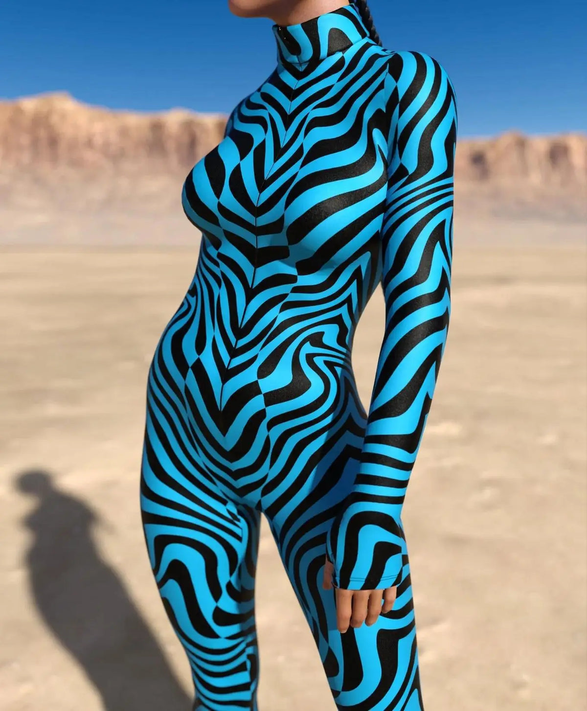 Halloween Costumes for Women 3D Abstract Print Full Body Jumpsuit Sexy Skinny High Neck Zentai Suit for Carnival Cosplay