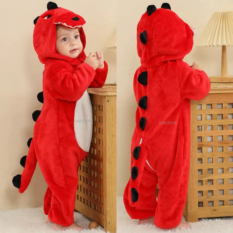 Baby Kigurumi Dragon Cow Monkey Animal Cosplay Costume Baby Girl Pajamas Winter Plush Jumpsuit for Toddler Boys 1 to 2 3 4 Years