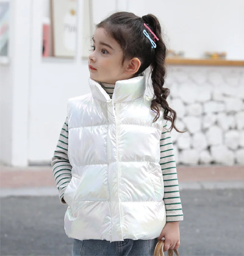 Kids Down Cotton Vest 2024 New Autumn Winter Girls Boys Fashion Warm Waistcoats No-wash Outerwear 3-10 Years Children Clothes
