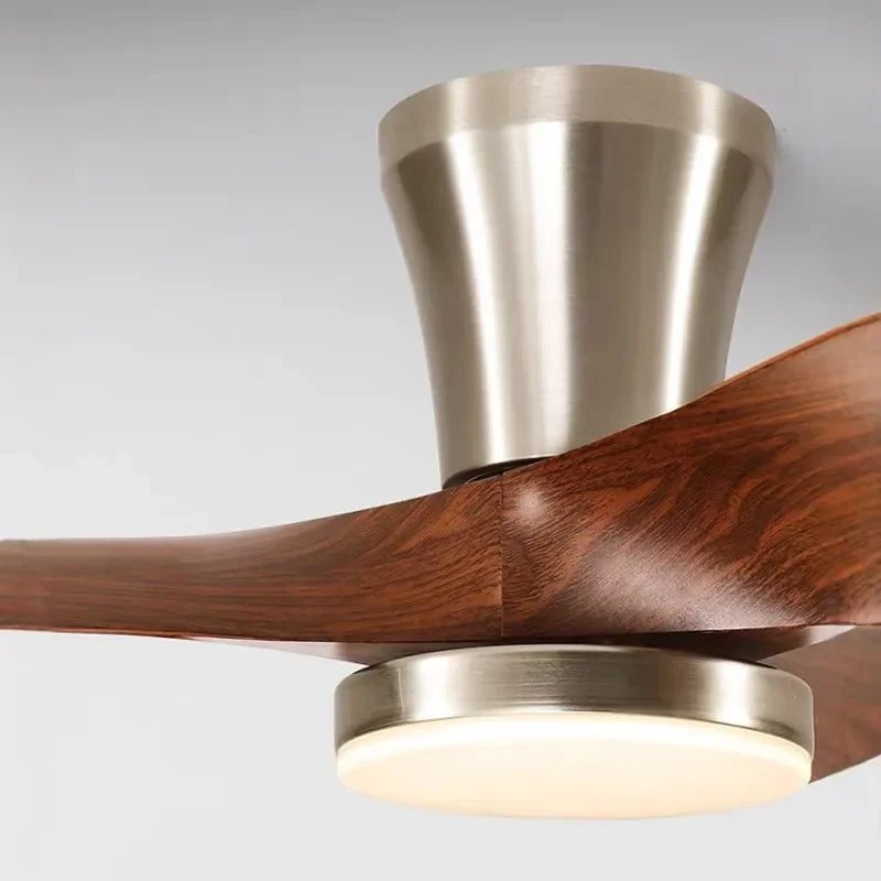 Modern Silent integrated Bedroom Ceiling Fan Lamps Retro Wood Dining Room Living Room High Wind Power Remote Ceiling Fan Lights