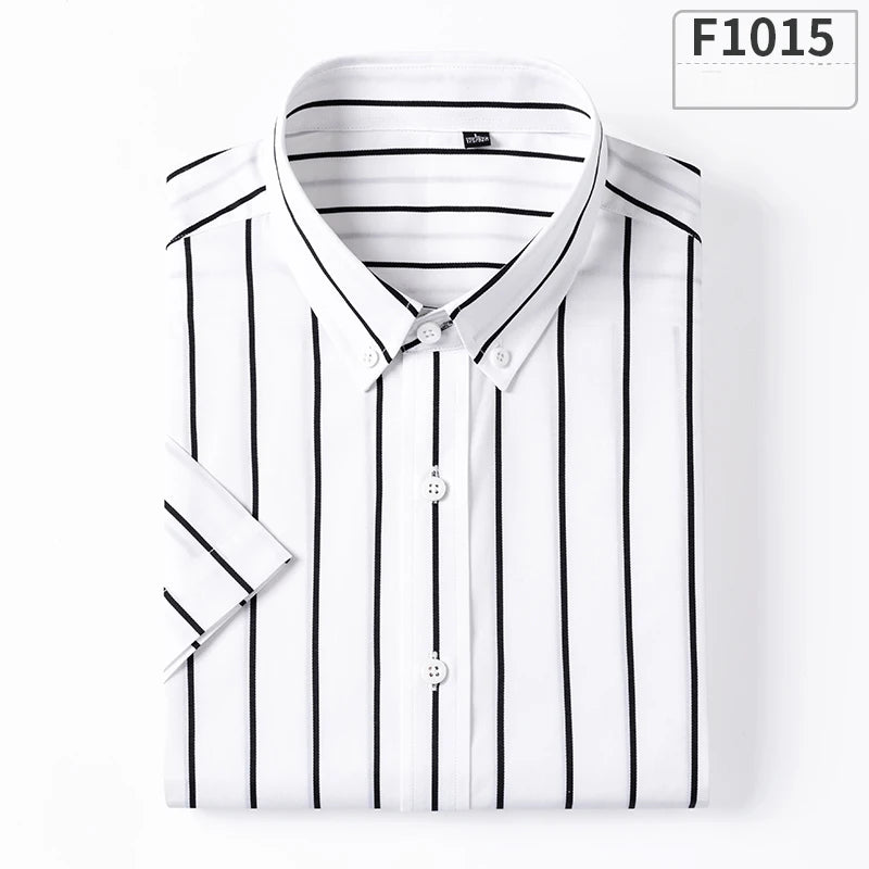 New in shirt hight qulity100%cotton summer short sleeve shirts for men slim fit shirt thin plaid houndstooth soft office clothes
