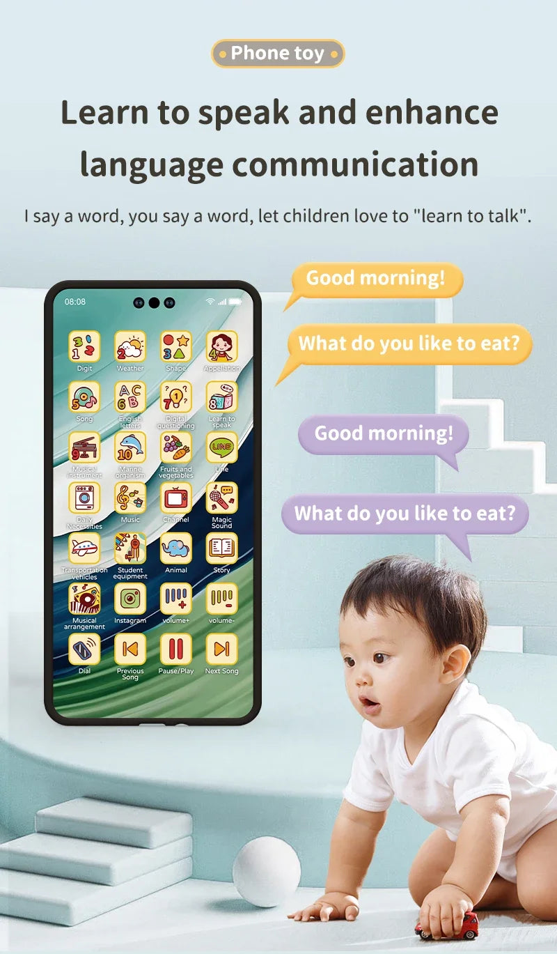 Montessori Baby Cell Phone Toys Children Simulation Phone Musical Early Educational Toy Infant Mobile Phone Model Vocal Toy Gift
