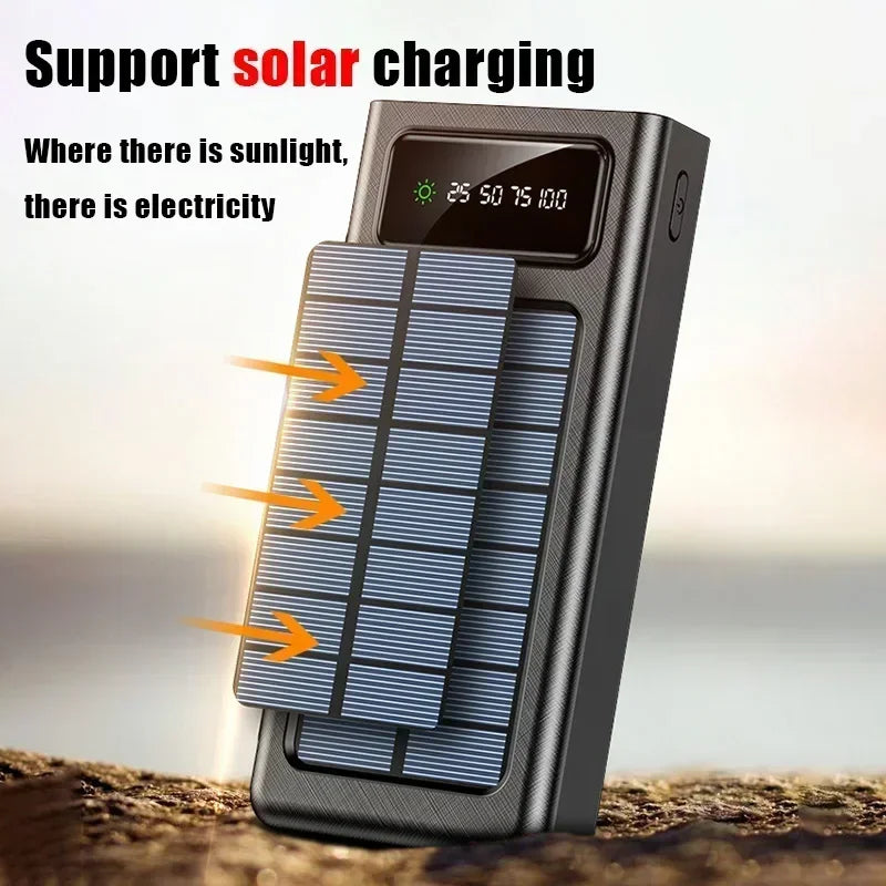 VIVO 5000000mAh Solar Power Bank Portable High Capacity Fast Charge External Battery with Flashlight Powerbank for All Phones