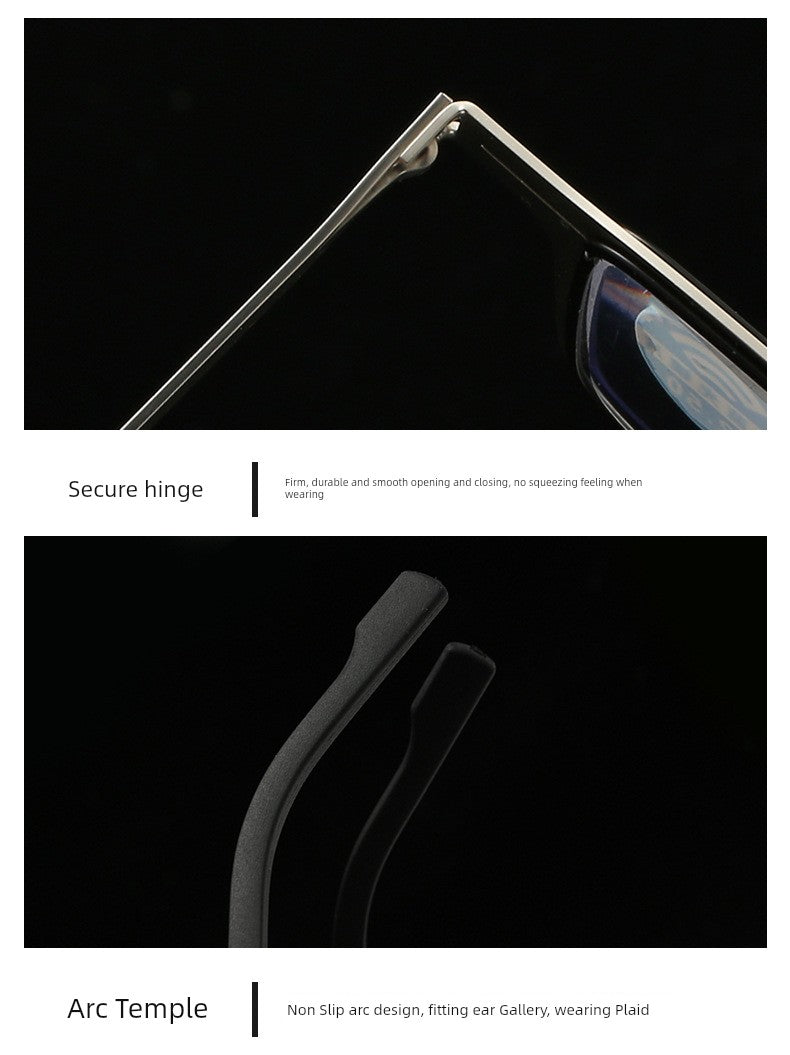 Portable Foldable Reading Glasses Fashion Plaid HD Male Presbyopic Glasses Ultra Light Anti Blue-Ray Non-Fatigue Middle-Aged and Elderly