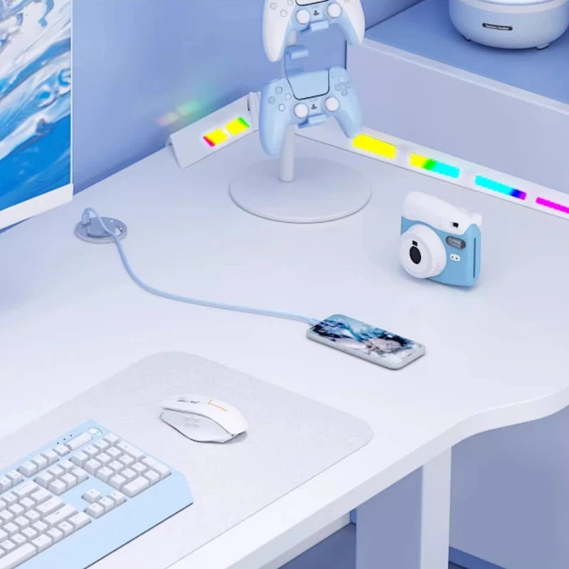 white elegant Computer table Modern Luxury elegant design elevable desk high-end fashion escritorios gaming bedroom furniture