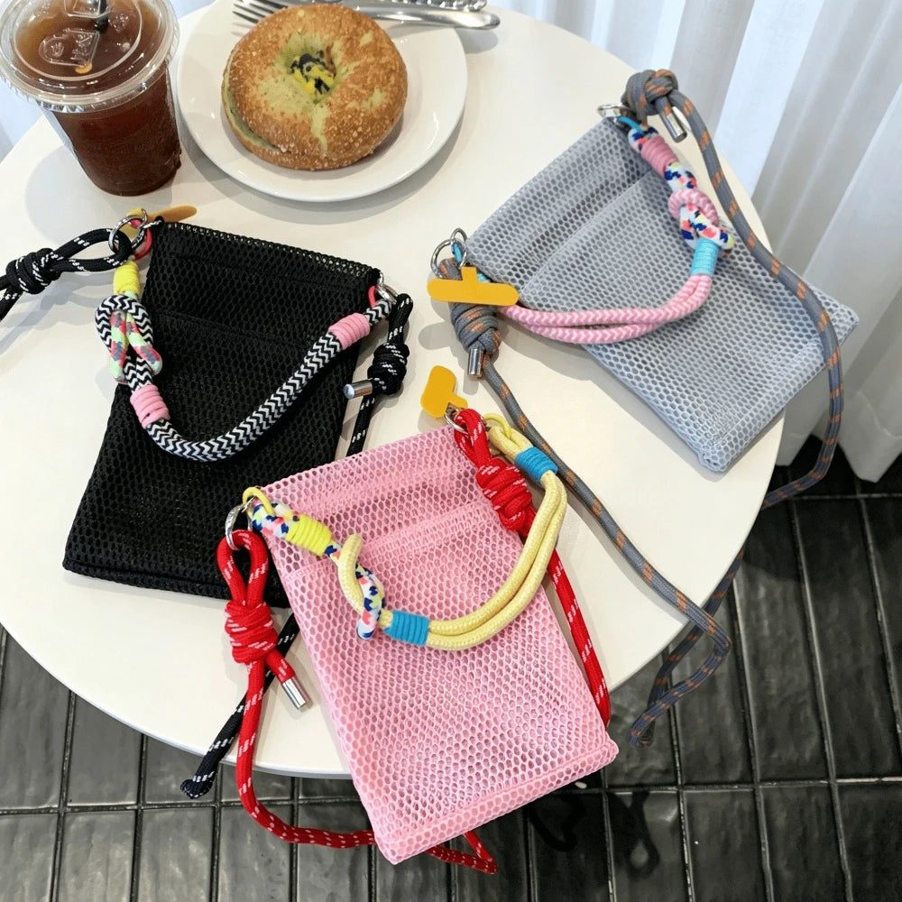 Women Handbags Female Summer Mesh Shoulder Bags Large Capacity Crossbody Bags Outdoor Beach for Women Portable Phone Purse