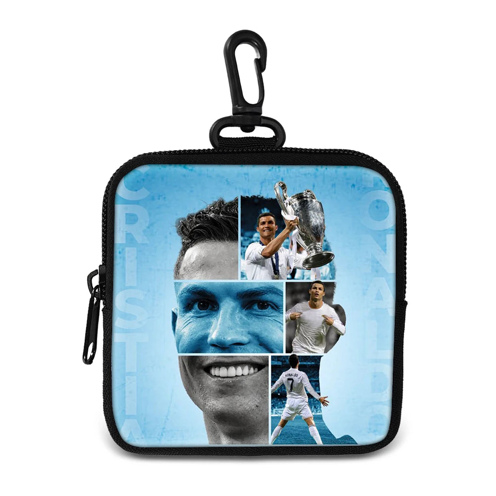 Ronaldo Money Coin Purse with Key Ring Pocket Purse mini headphone bag Football Star storage bag Credit Card Holoder Man Women