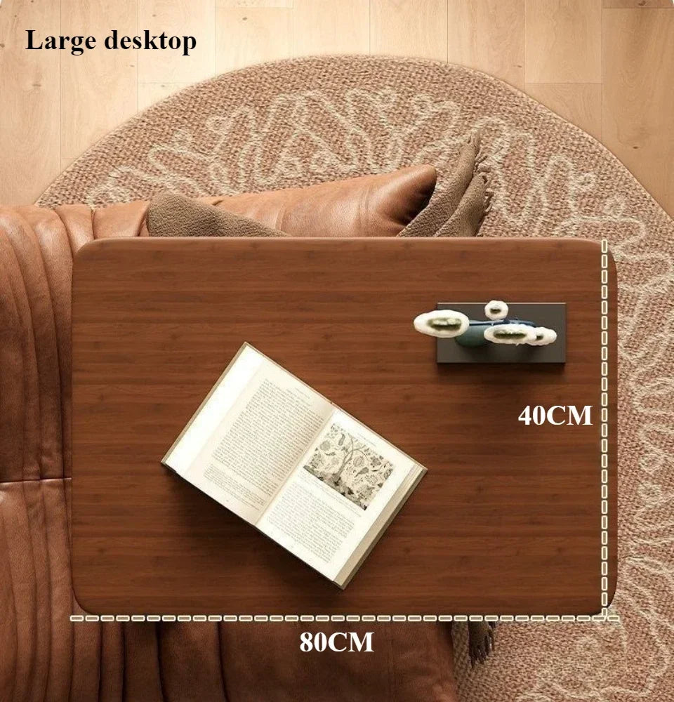 Square Small Side Table Bedside Table Household Mobile Desk Bedroom with Wheel Easy Lifting Learning Desk Space Saving Tea Table