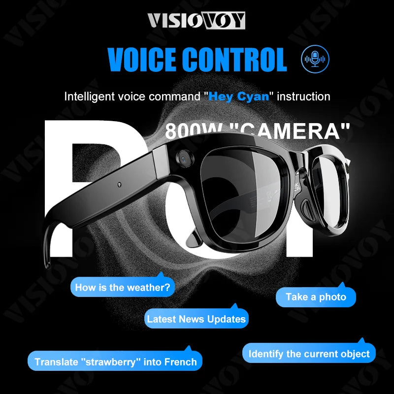 AI Smart Glasses Built-in HD Camera Glasses Bluetooth Wireless Audio Intelligent Glasses Anti-glare Anti-blue connected glasses