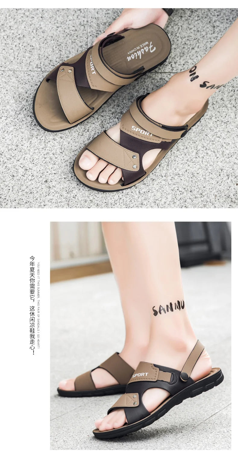 Summer Men's Sandals Fashion Beach Shoes For Men Classic Leather Slipper Male Outdoor Casual Leather Sandals Men