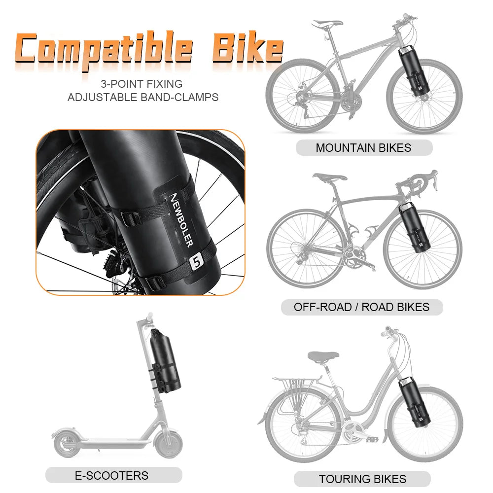NEWBOLER Waterproof Bicycle Front Fork Bag Portable Bike Bag Bikepacking Luggage Bag Bicycle Rear Shelf Bicycle Luggage Carrier