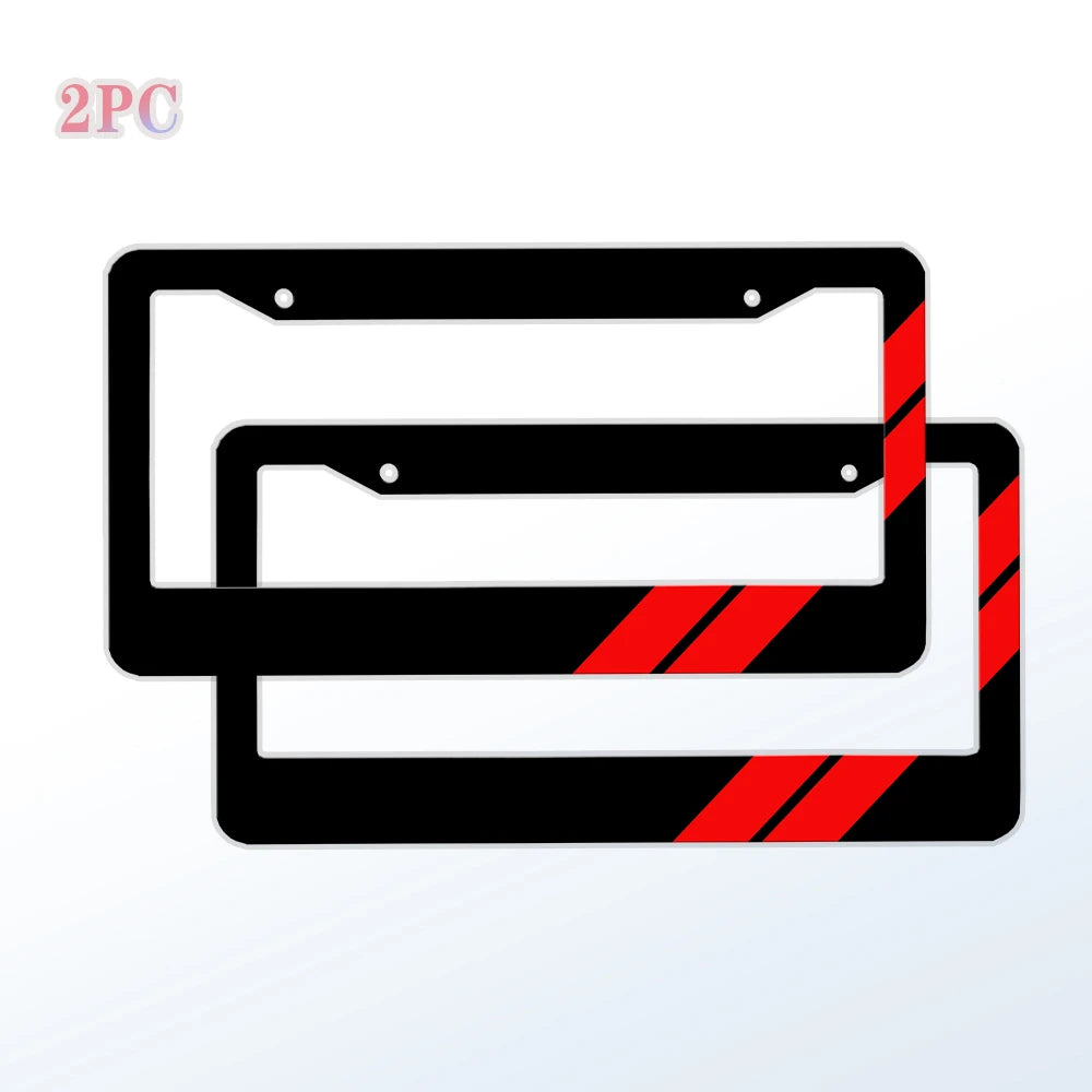 Red two bar diagonal license plate holder, Dodge black matte aluminum license plate holder, suitable for American vehicles