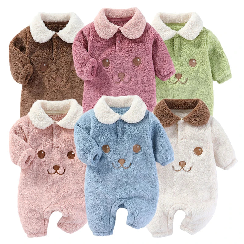 Newborn Baby Bodysuit New Autumn Winter Infant Jacket for Boy Flannel Onesies for Girls Soft Bebe Romper Baby Clothes 0-12 Month