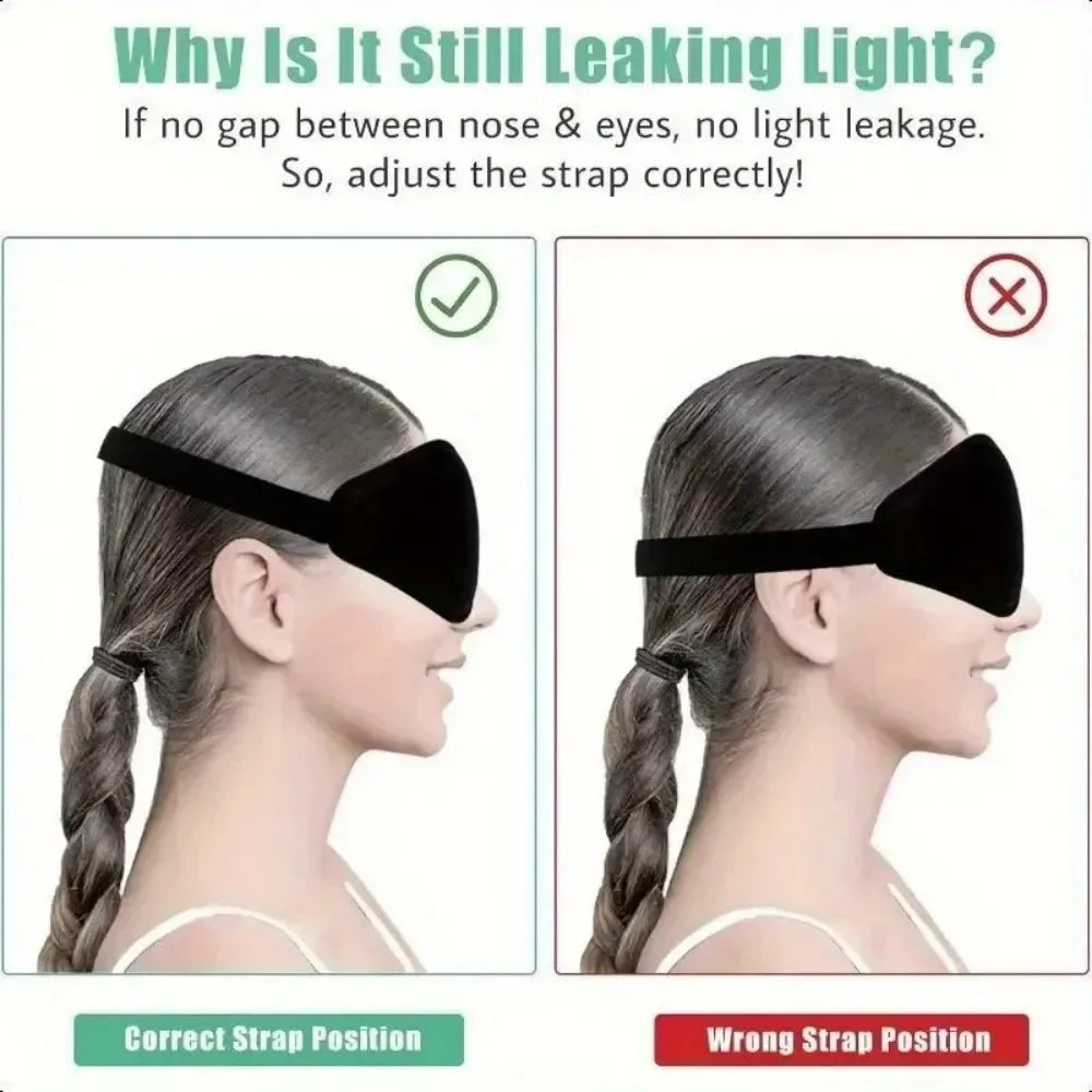 1-piece 3D stereoscopic eye mask with shading and sleep design, breathable and soft fabric, adjustable straps