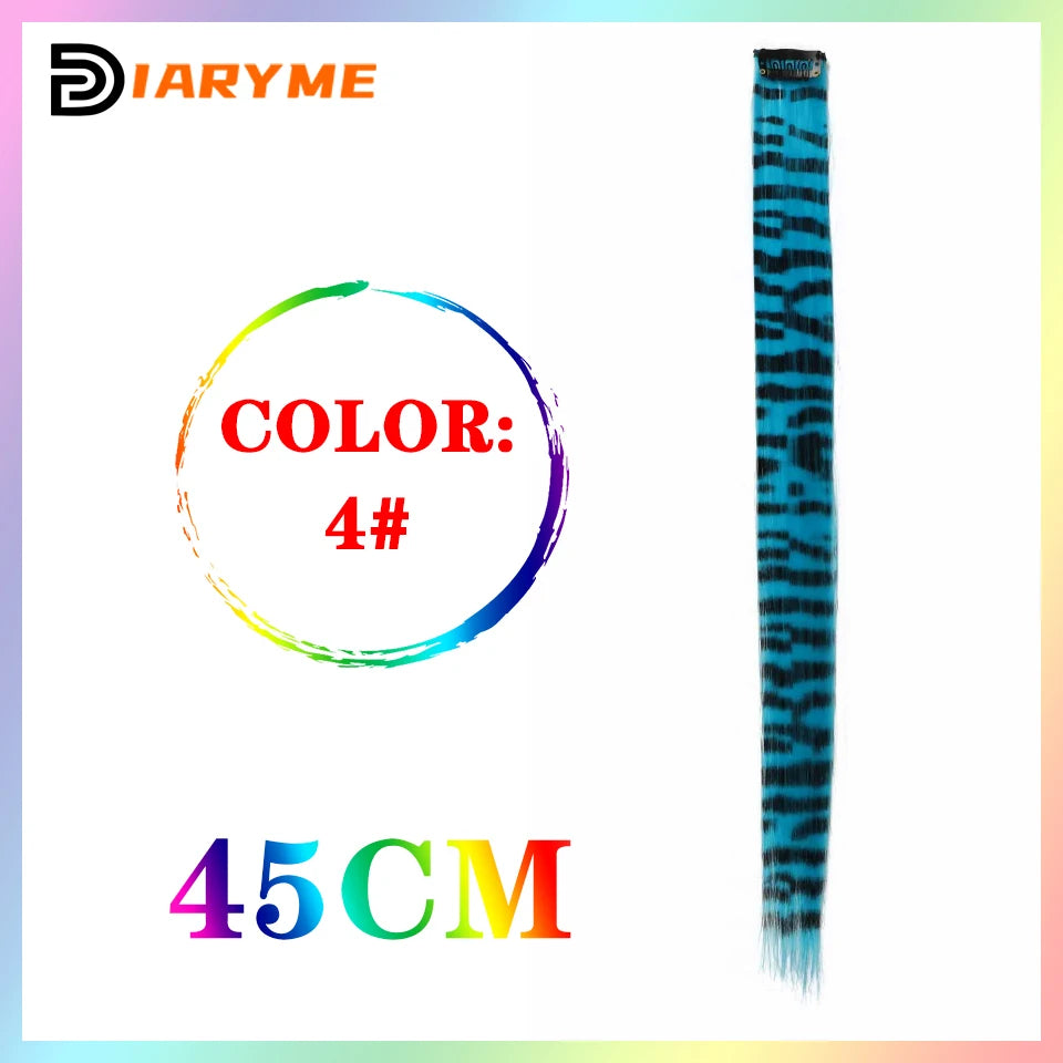 Colorful Hair Extensions Curly One Clip in Synthetic Long Hairpiece For Girls Women Kid Multi-colors Party Highlights Wig Piece