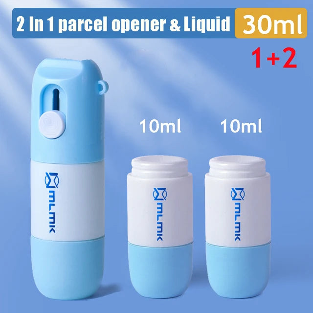 2 In 1 Thermal Paper Correction Solution & Parcel Box Opening Knife Home Office Identity Data Security Protection Liquid Eraser