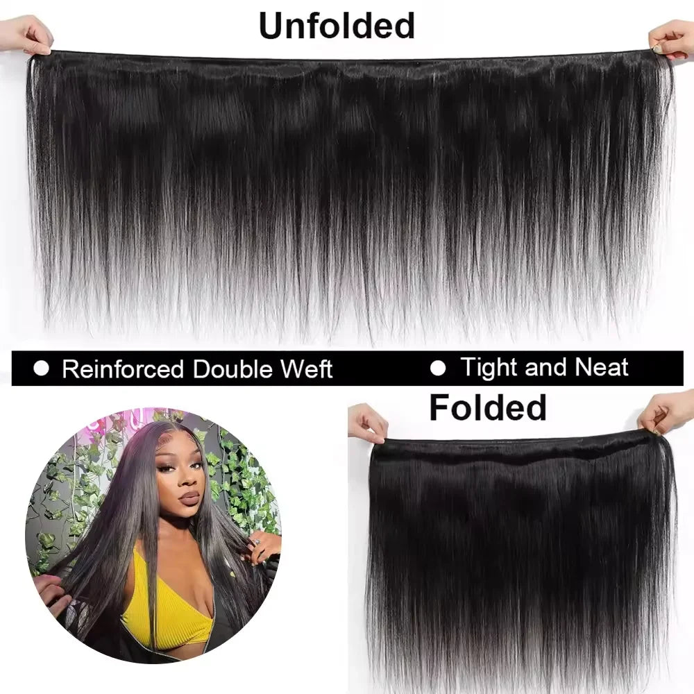30 34 36 Inch Straight Human Hair Bundles 100% Unprocessed Brazilian Remy Hair 16A Extensions Human Hair 3/4/5 Bundles For Women