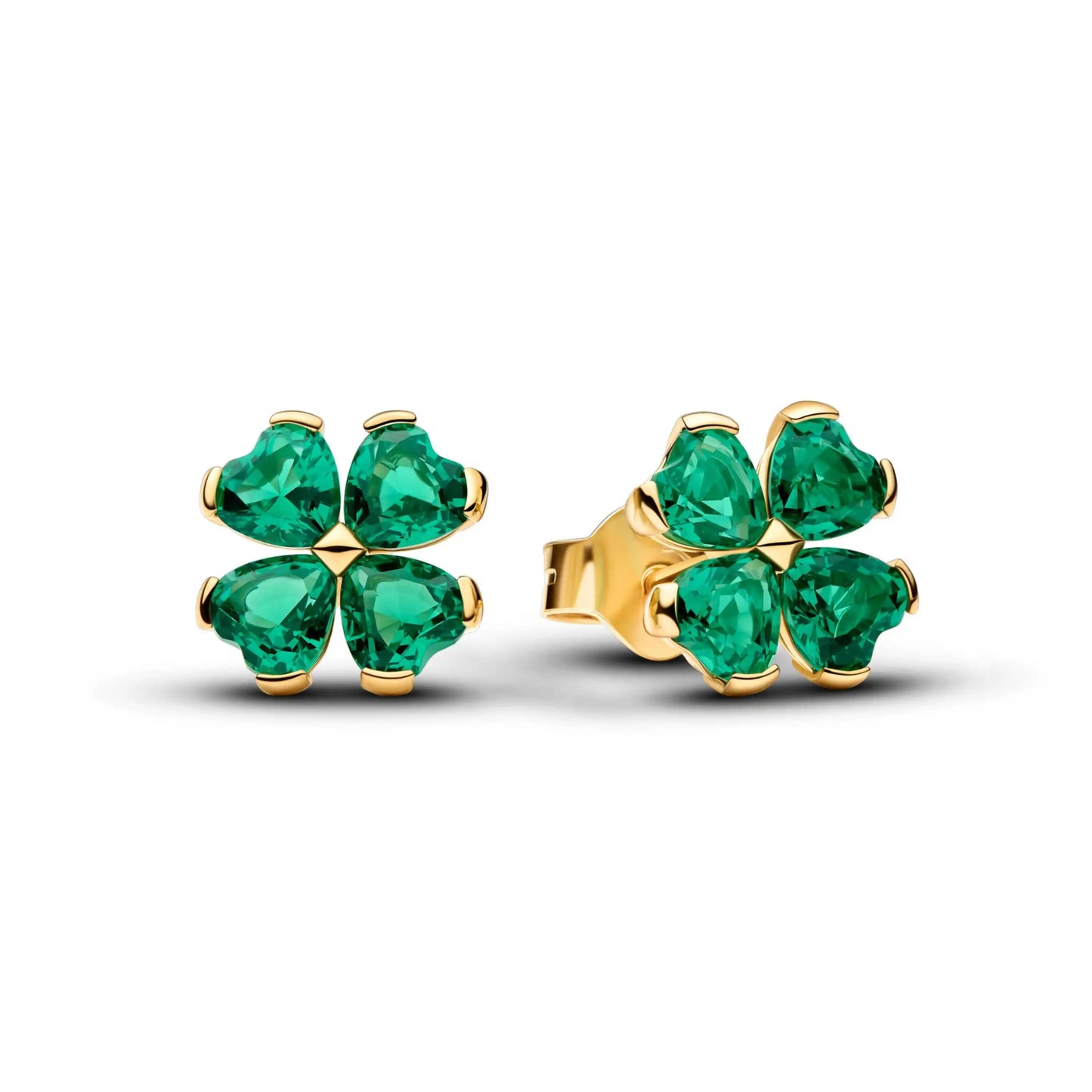 New 925 Sterling Silver Four Leaf Clover Flower Ear Stud Ring Pendant Bead fit DIY Women's Bracelets Necklaces Jewelry Gifts