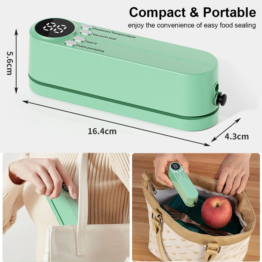 Vacuum Sealer Plastic Bags Packaging Machine USB Rechargeable Portable Mini Food Bag Sealing External Suction Heat Vacuum Sealer