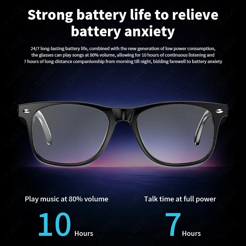 2025 New Smart Glasses Men 163 Online Language Al Intelligent Translation Anti-blue Lenses Wireless Call Voice Assistant Glasses