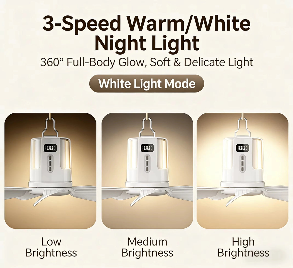 10800mAh Outdoor Camping Fan Portable Ceiling Fans Tent Ventilator Cooler Rechargeable Electric Fan Remote Control LED Lighting