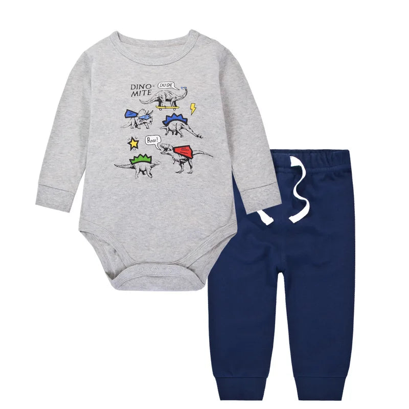 2pcs Per Set Baby Girls Boys Clothes Set Long Sleeve Rompers And Pants Clothing Sets Cartoon Cotton Infant Toddler Clothes