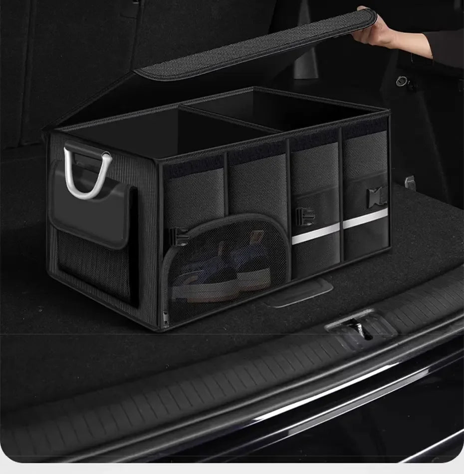 Foldable Trunk Storage Box Waterproof Oxford Cloth 110L Large-Capacity Car Organizer for Camping/Fishing Easy to Carry
