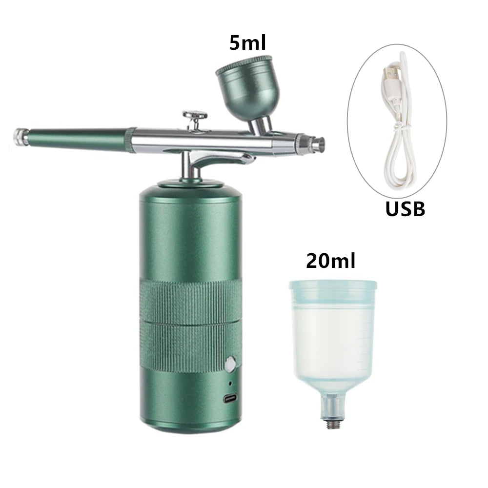 Top 0.3mm Pink Mini Air Compressor Kit Air-Brush Paint Spray Gun Airbrush For Nail Art Tattoo Craft Cake Nano Fog Mist Sprayer
