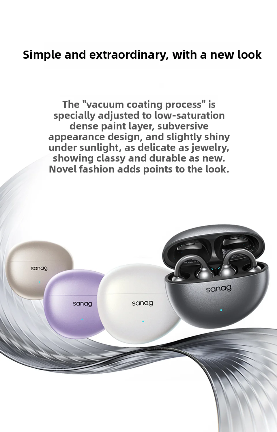 Sanag S7S AI Open Ear Clip on Headphones HiFi 3D Stereo Sound Quality AI Assistant Wireless Bluetooth Earphones APP EQ Setting