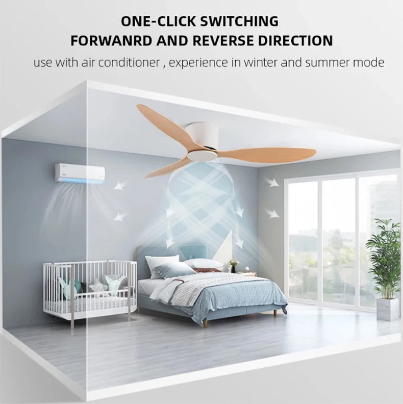 Modern Ceiling Fans No Light DC Motor Remote Control Cooling Fans Low Floor Ceiling Fan Silent Large Home Fan AC95-260V