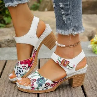 Ladies Shoes 2024 Fashion Summer Women's Sandals Outdoor Mixed Colors Open Toe Chunky Heels Large Size 43 Rome Sandals Women