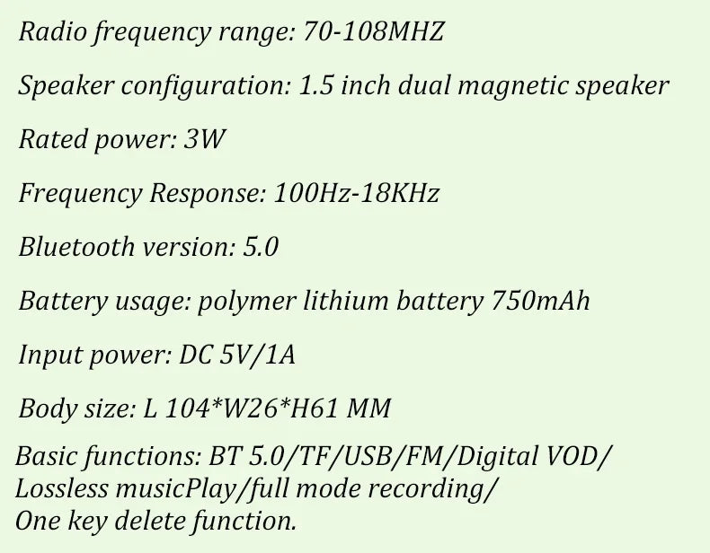 SANSUI F21 Outdoor Portable Multifunctional Walkman FM Radio Bluetooth Speaker MP3 Music Player Supports Recording Headphones
