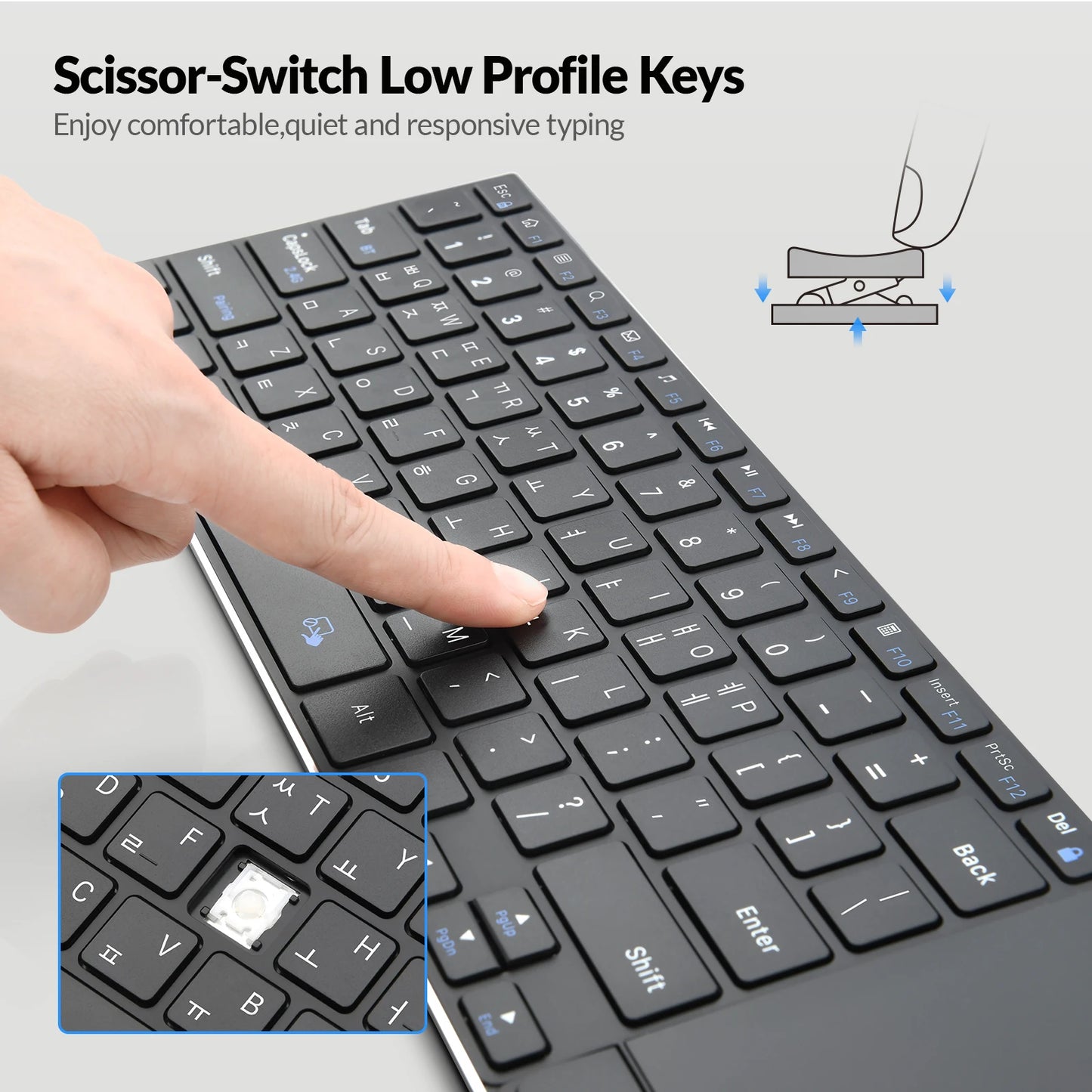 Wireless Touch Keyboard with Standard Keys Ultra-thin Business Bluetooth Touch Keyboard for PC Computers Office Keyboards