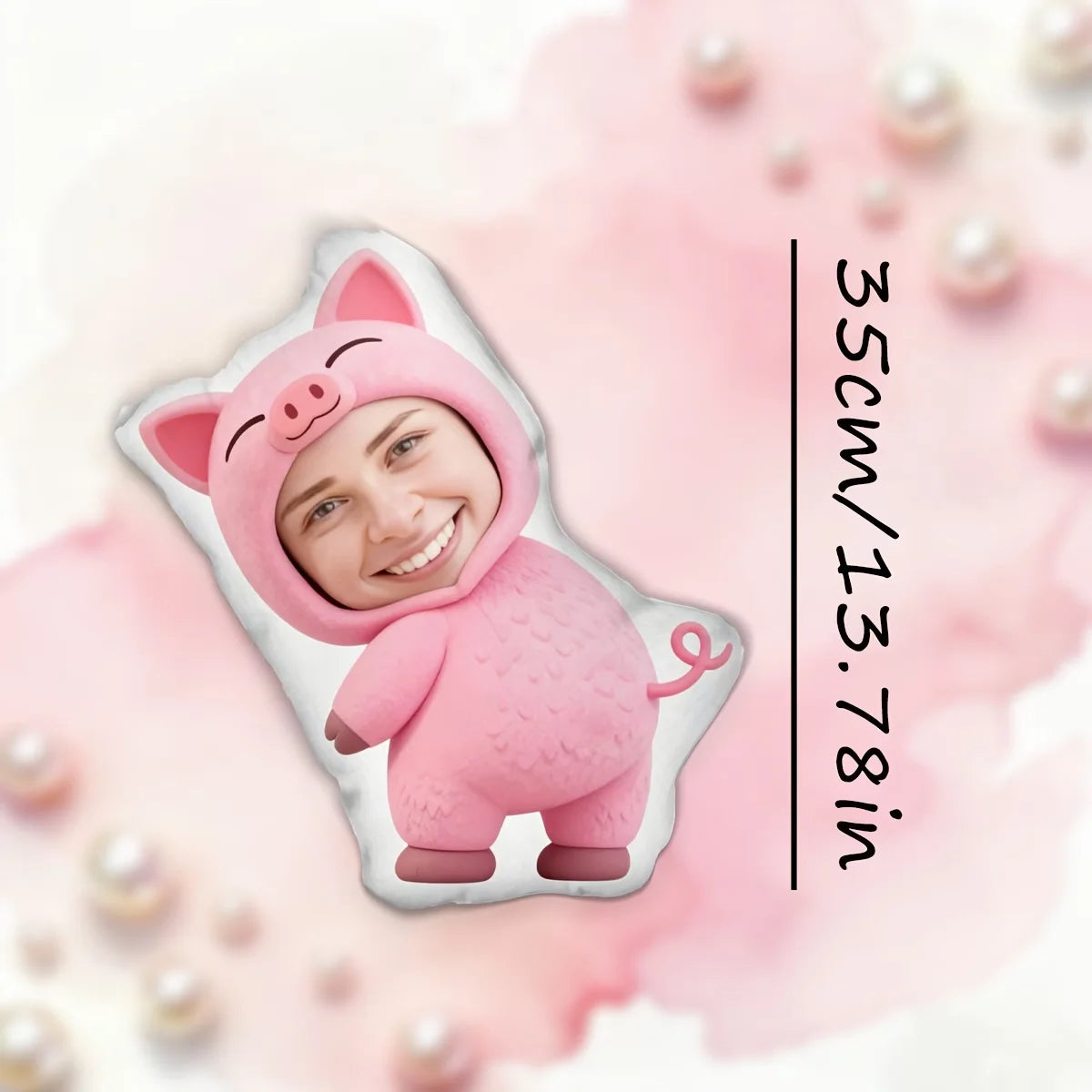 Upload Your Own Photos or Photos of Others to Customize a Pink Pig-Themed Pillow. Whether You Give It to Friends, Family, Loved Ones, Brothers and Sisters, or as a Gift, It Is Very Suitable. It Not Only Decorates the Living R