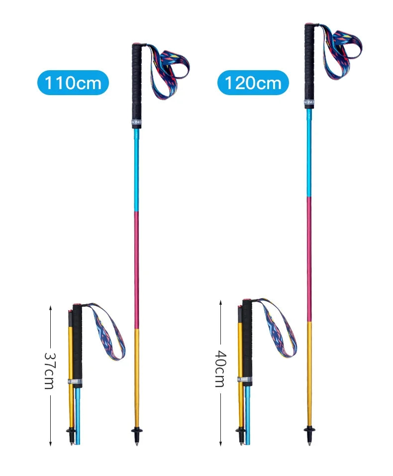 AONIJIE 2pcs Trekking Poles Folding Walking Stick Quick Lock Hiking Cane Carbon Fibers Adjustable Ultralight Walking Pole