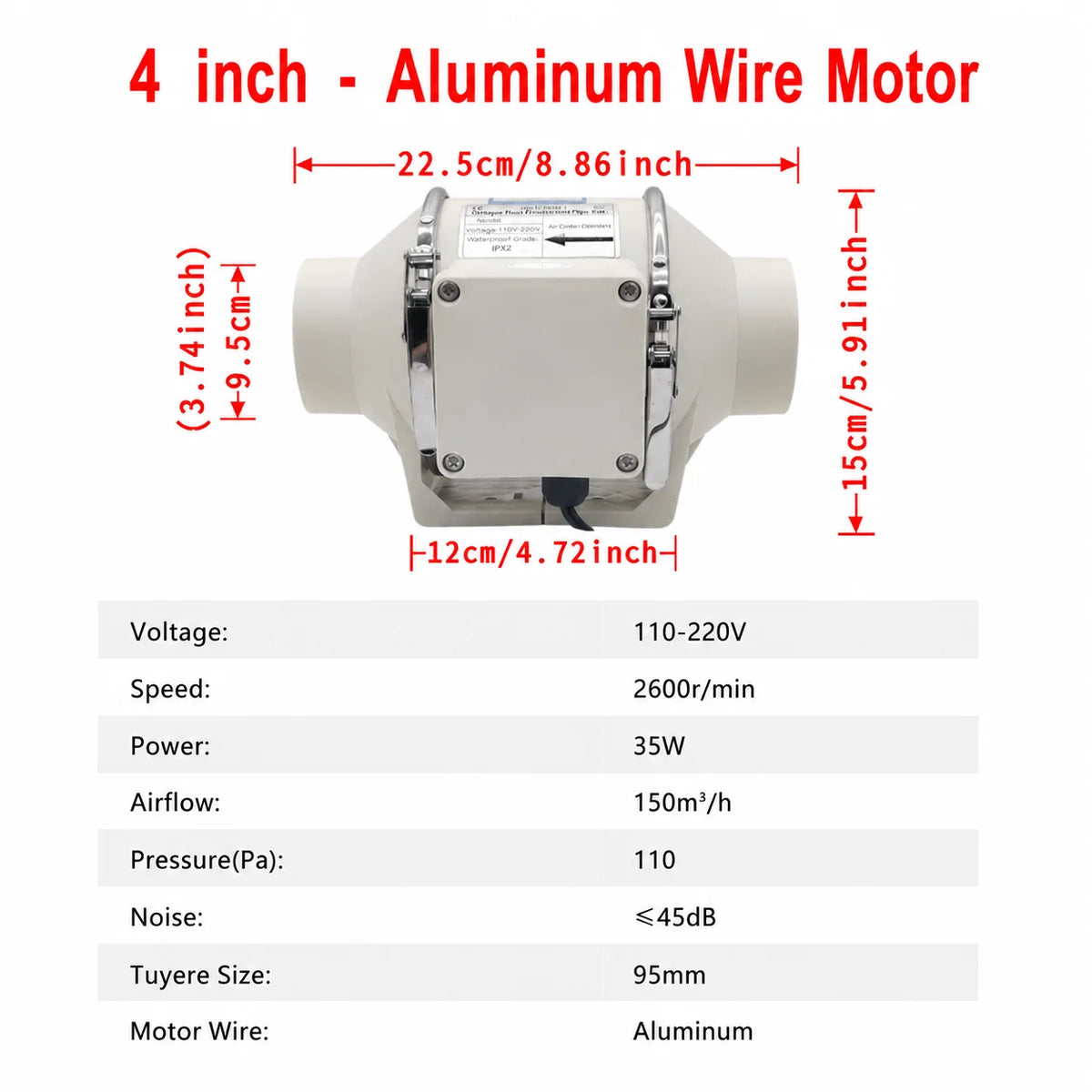 4/5/6 Inch Exhaust Flue Fan Remote Control Mixed Flow Inline Fan 220V High Speed Quiet Exhaust Fan For Home Vents