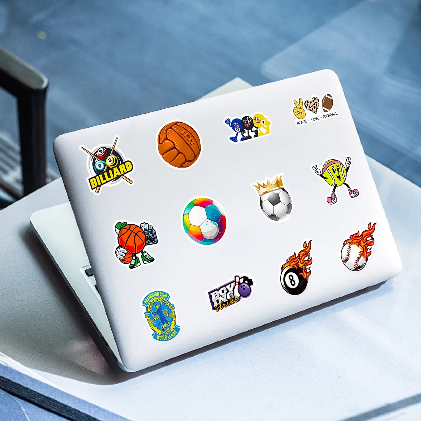 50 PCS Sports Stickers, Soccer Football Volleyball Golf Basketball Stickers, Sports Ball Stickers for phone