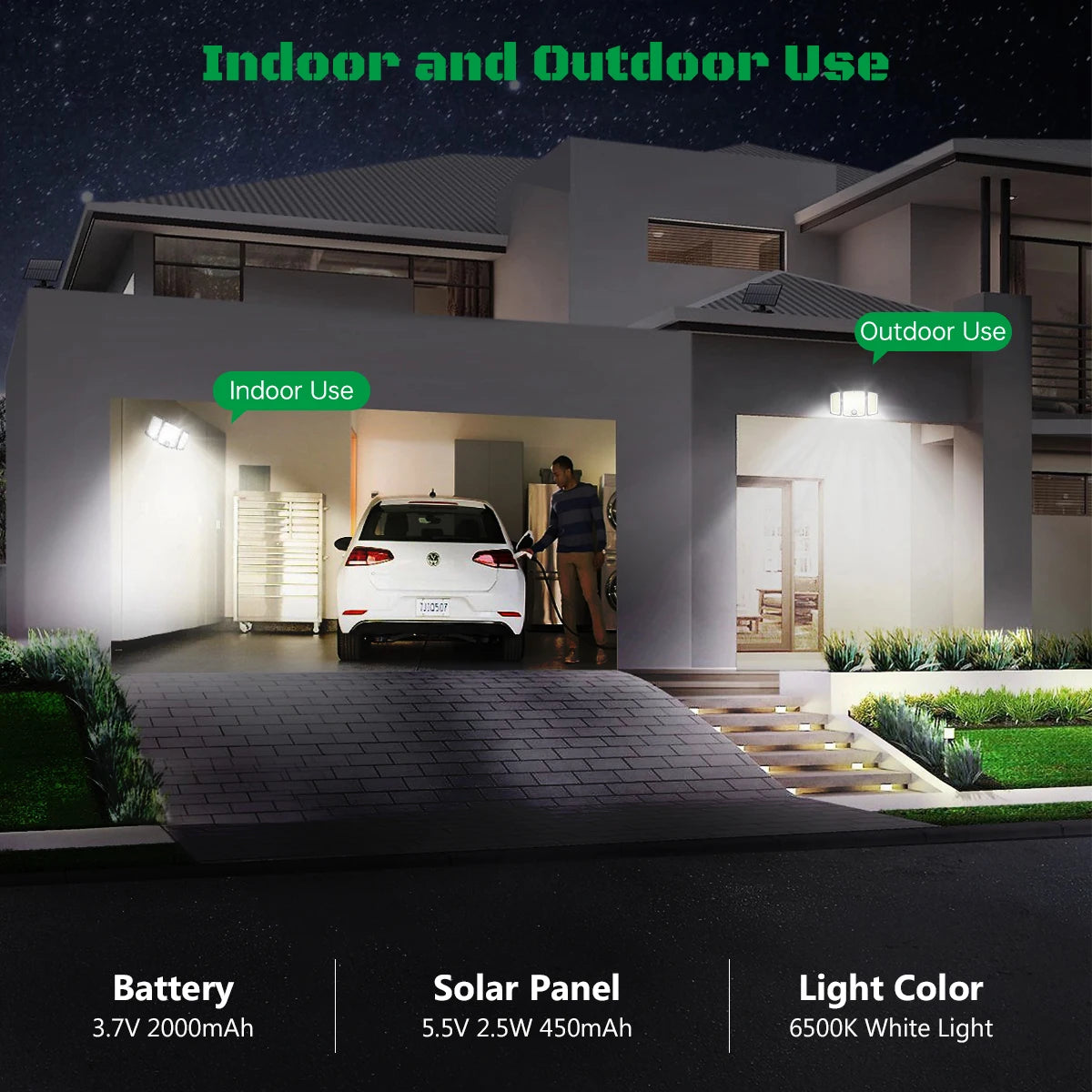 Solar Garden Light Outdoor 278 LED IP65 Waterproof 3 Modes Remote Adjustable Angle Solar Wall Lamp for Yard Porch Barn Driveway